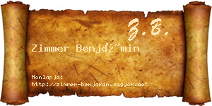 Zimmer Benjámin névjegykártya