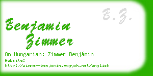 benjamin zimmer business card